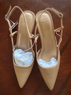 a new day Tan Pointed-Toe Slingback Pumps